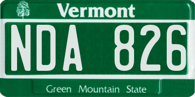 VT license plate NDA826