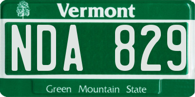 VT license plate NDA829