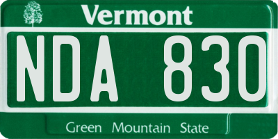 VT license plate NDA830