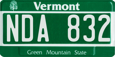 VT license plate NDA832