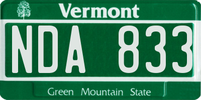 VT license plate NDA833