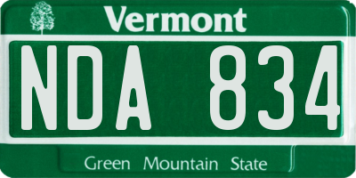 VT license plate NDA834