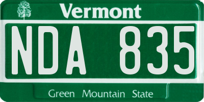 VT license plate NDA835