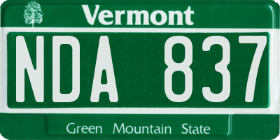 VT license plate NDA837