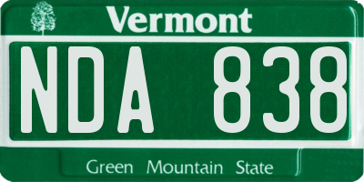 VT license plate NDA838