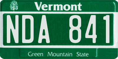 VT license plate NDA841