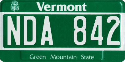 VT license plate NDA842