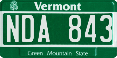 VT license plate NDA843