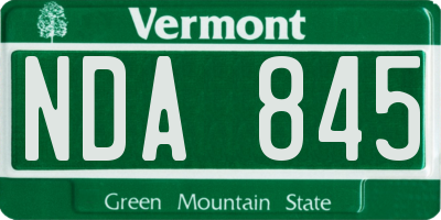 VT license plate NDA845