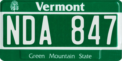 VT license plate NDA847