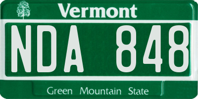 VT license plate NDA848