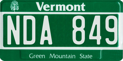 VT license plate NDA849
