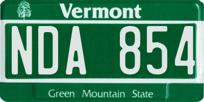 VT license plate NDA854