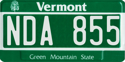 VT license plate NDA855