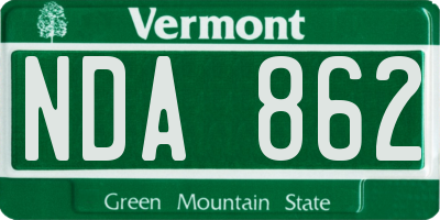 VT license plate NDA862