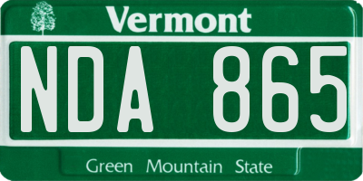 VT license plate NDA865