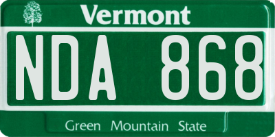 VT license plate NDA868