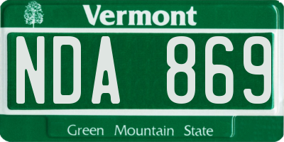 VT license plate NDA869