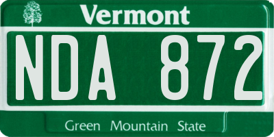 VT license plate NDA872
