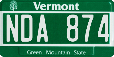 VT license plate NDA874