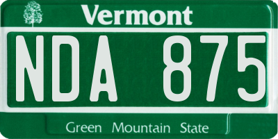 VT license plate NDA875