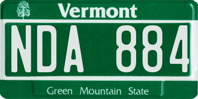VT license plate NDA884