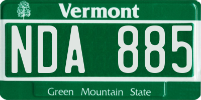 VT license plate NDA885