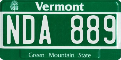 VT license plate NDA889