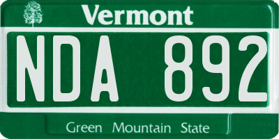 VT license plate NDA892