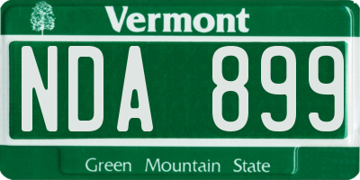 VT license plate NDA899