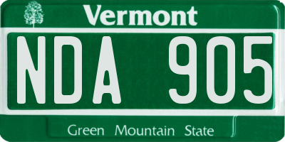 VT license plate NDA905