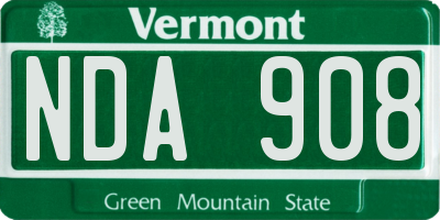 VT license plate NDA908