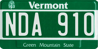 VT license plate NDA910