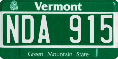 VT license plate NDA915