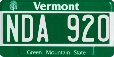 VT license plate NDA920