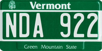 VT license plate NDA922