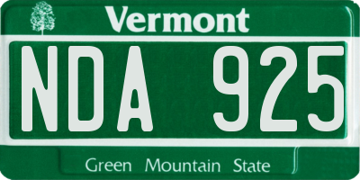 VT license plate NDA925