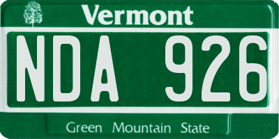 VT license plate NDA926