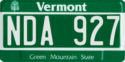 VT license plate NDA927