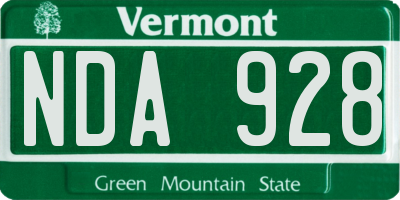 VT license plate NDA928