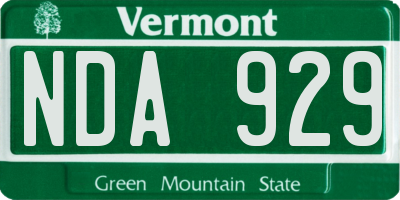 VT license plate NDA929