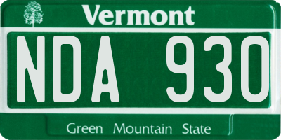 VT license plate NDA930