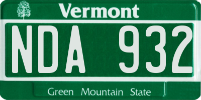 VT license plate NDA932