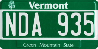 VT license plate NDA935