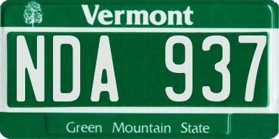 VT license plate NDA937