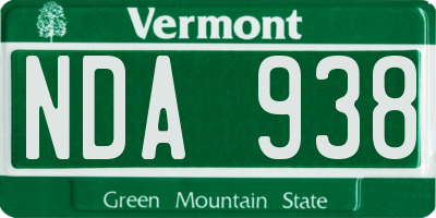 VT license plate NDA938
