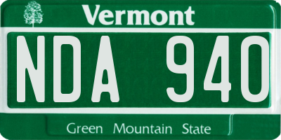 VT license plate NDA940