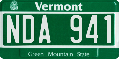 VT license plate NDA941