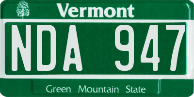 VT license plate NDA947