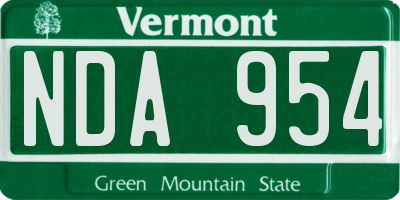 VT license plate NDA954